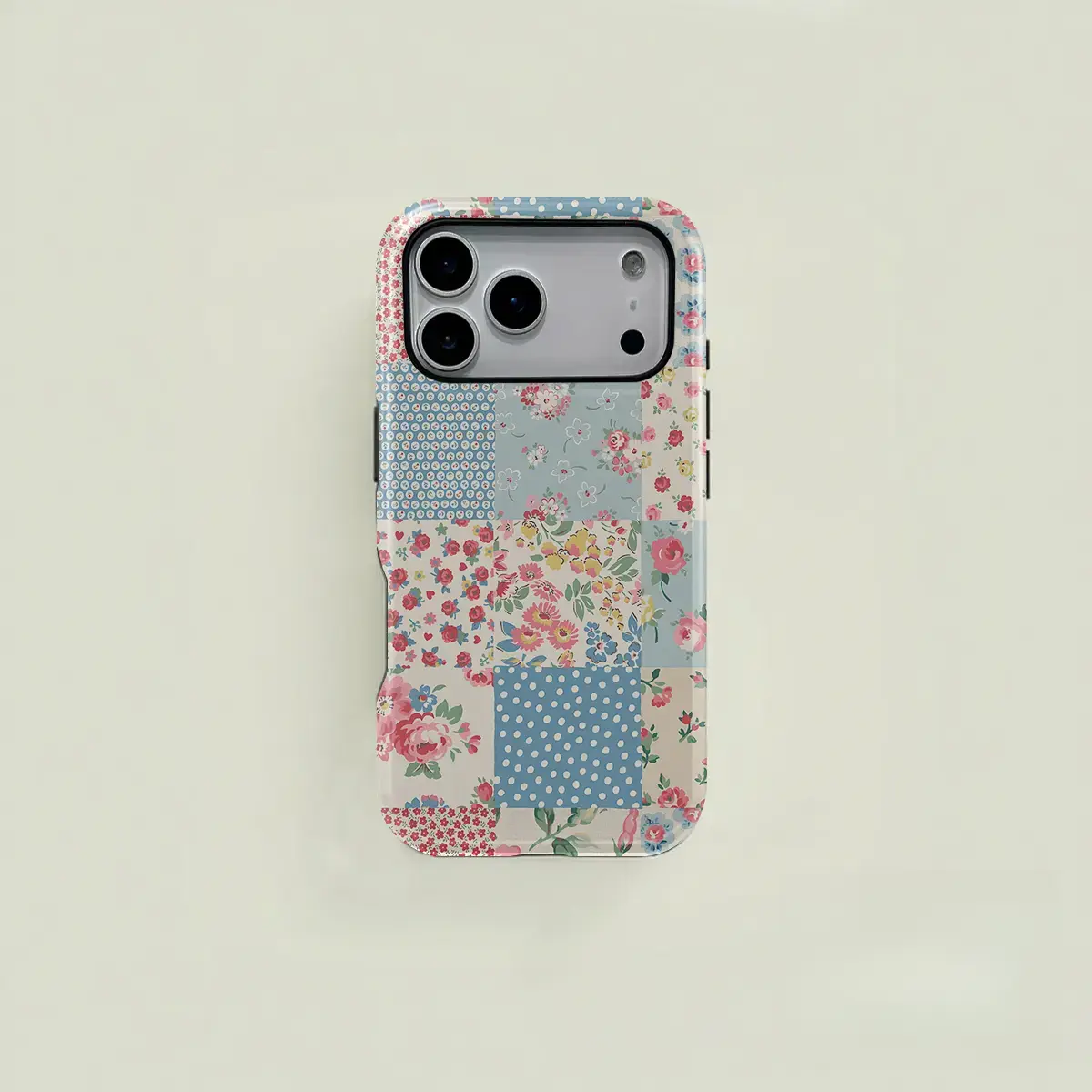 SUZIE Patchwork Quilt iPhone Case - 2-in-1 Premium Vintage Cottage Casing, Shockproof Protection Cover with Protective Film, Durable Stylish Mobile Phone Accessory, Compatible with iPhone 17/16/15/14/13/12/11 (Plus, Pro, Pro Max), Handheld Birthday Gift