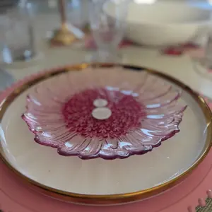 Platos de Vidrio para el Almuerzo 4 Piezas Diseño Floral Elegante para Mesa de Comedor