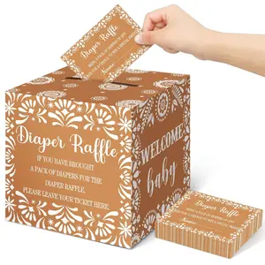 Diaper Raffle Tickets with Card Box, Party Shower Decorations, Gender Reveal Box, Perfect for Diaper Raffle Parties (cielito Lindo)