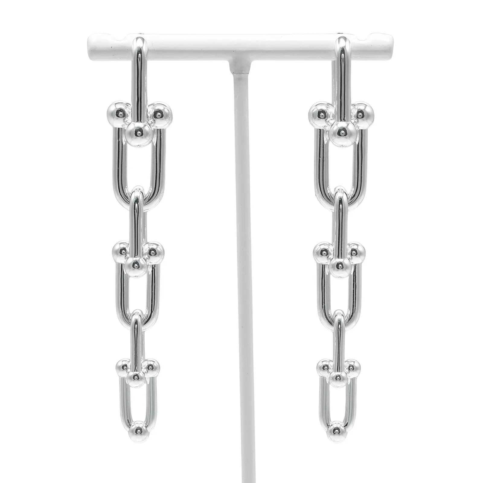 Pre-owned Tiffany & Co. Sterling Silver 925 (Ag925) Small Leather Goods HardWear Graduated Link Silver Earrings