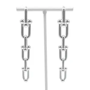 Pre-owned Tiffany & Co. Sterling Silver 925 (Ag925) Small Leather Goods HardWear Graduated Link Silver Earrings
