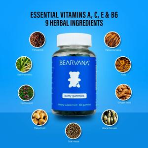 BEARVANA Gummies - Women's Berry Flavored Supplement - One Month Supply - Vitamins A, C, E & B6 - 60 Gummies