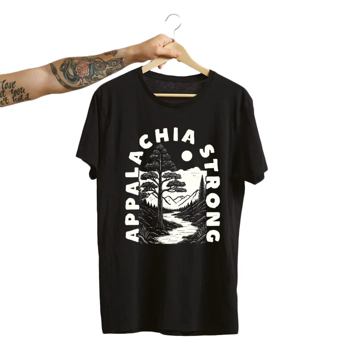 Appalachian Strong T-Shirt, Menswear Round Neck Top, Man Tshirt Stylish Underwear