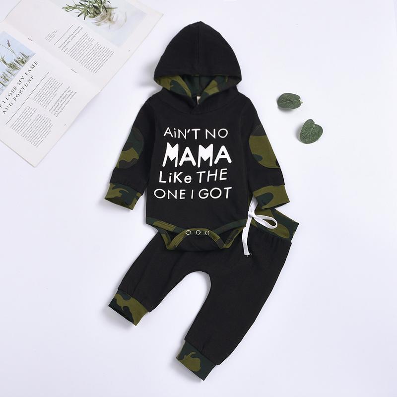 Ma&Baby Newborn Baby Girls Boys Fall Winter Clothes Daddy Mama Saying Hoodie Tops Camouflage Pants Romper Outfit Set