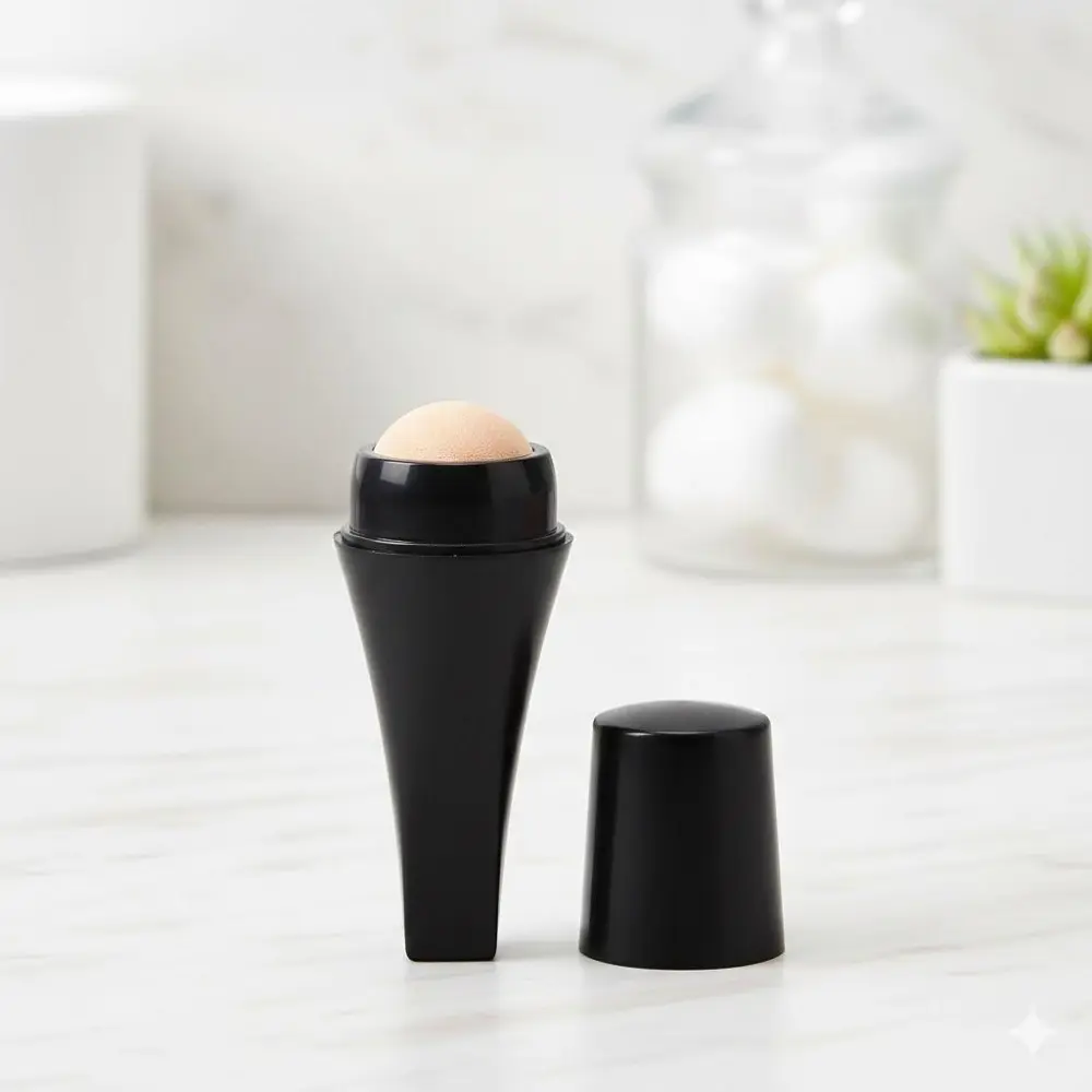 Mini Reusable Oil Absorbing Roller: Natural Volcanic Stone for Face, T-Zone Oil Control Tool. Anti-Slip Grip, Rounded Safe Edges, Antibacterial & Portable for Travel. Washable Skin Care Assistant with Smooth Rolling System.