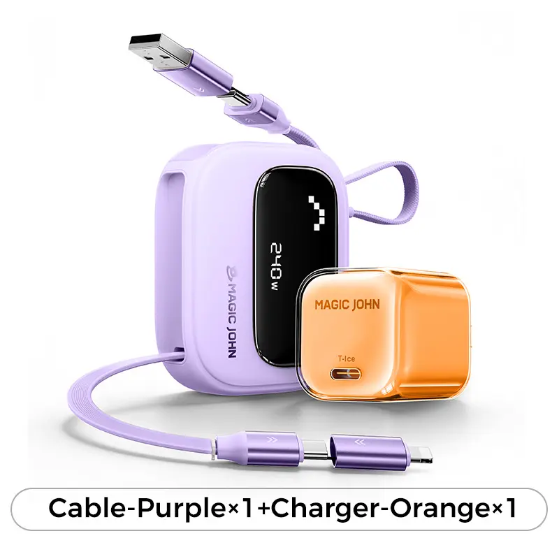 Data Cable-Purple+Charger-Orange