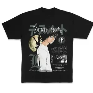 Kira Anime T-Shirt, Death Note Light Yagami Graphic Tee, Manga Fan Shirt Sports T-shirt, regular fit, casual and stylish T-shirt, suitable for everyday wear, a men's top suitable for all seasons. American Short Sleeve F1S