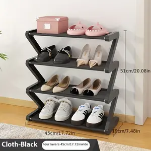4 Layer Z-Shaped Shoe Rack, Durable Plastic, Tool-Free Assembly, Floor Installation for Living Room, Bedroom, Entryway, Stackable Storage Solution, Shoe Shelf Organizer, Shoe Organization Rack