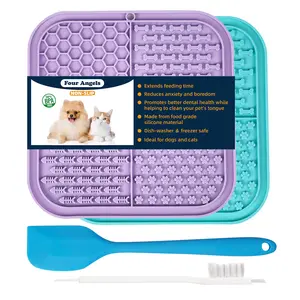 2PCS Lick Mat for Dogs and Cats，Premium Lick Pad with Suction Cups for Dog Anxiety Relief,for Bathing Station and Cat Grooming-MSD
