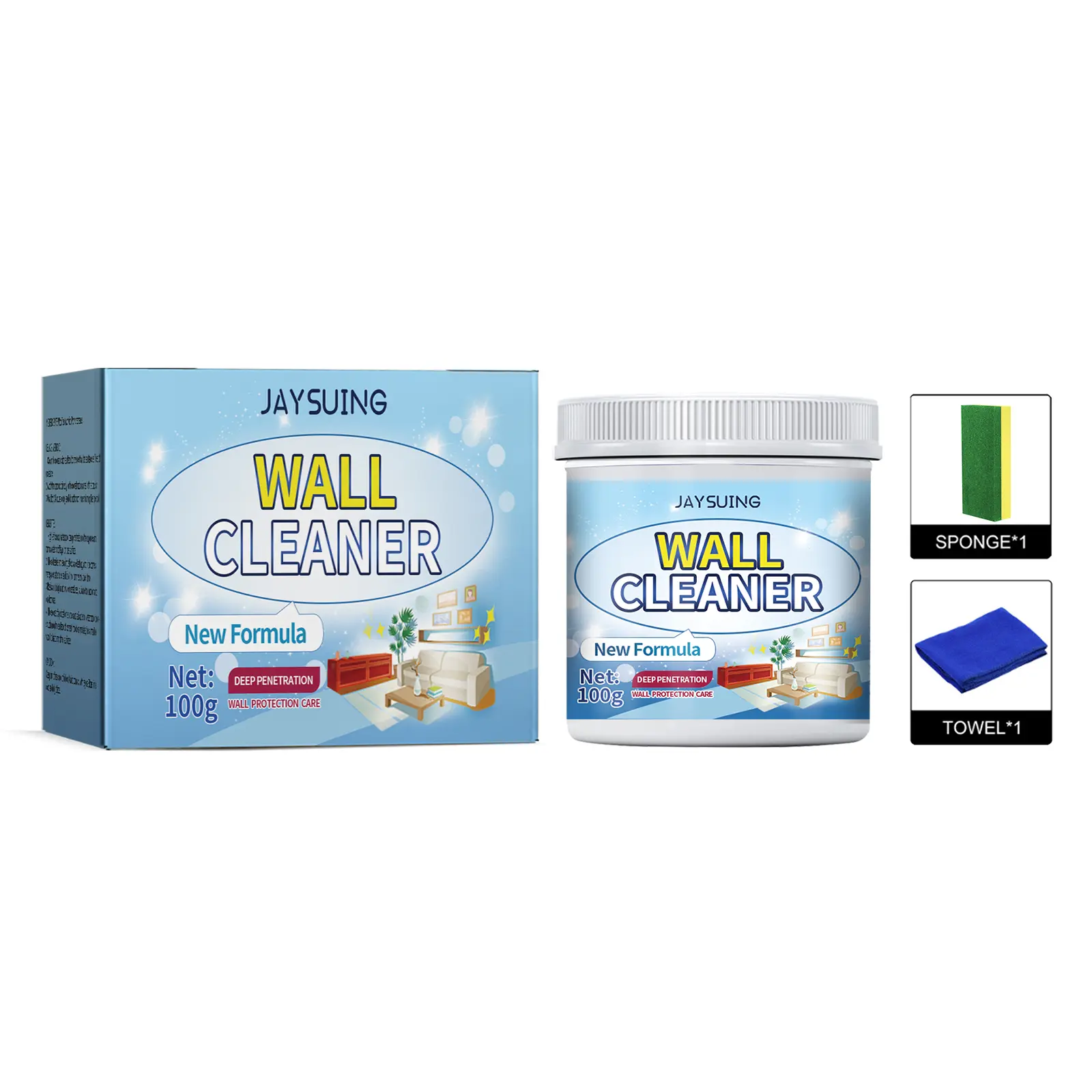Jaysuing Wall Mending Paste, White Wall Stain Graffiti Cover Repair Wall Renovation Color Change Net Taste Anti-Mildew Repair