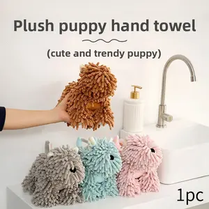 Cartoon Puppy Hand Towel, Multifunctional Cute Cartoon Animal Hand Towel, Can Be Hung, Has Good Water Absorption, Is Soft And Skin-Friendly, Making Hand Washing More Comfortable, Water Absorbent Towel, Cute Hand Towels