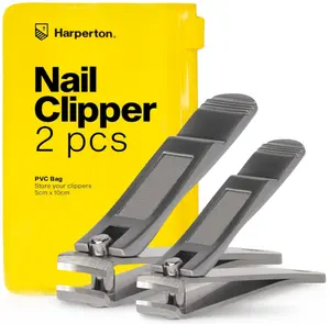 Ultra Sharp Nail Clippers Set - 2 Pack Stainless Steel Fingernail & Toenail Trimmers with Built-in Nail File for Women & Seniors (Silver)