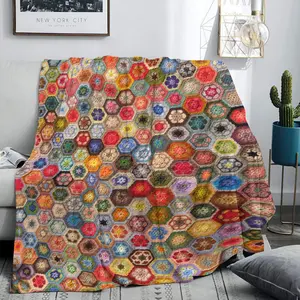 Colorful Hexagon Art Blanket, Soft Polyester All-Season Throw, Multiple Sizes, Perfect Gift for Home Decor