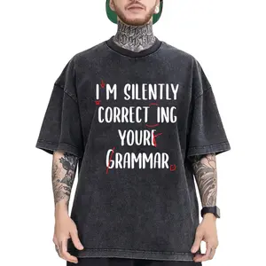 Seasonless Dark Humor Grammar Correction T-Shirt – Unisex, Washed, Short Sleeve Comfort