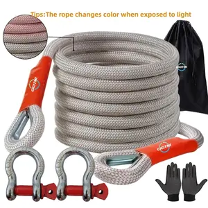 1 Heavy-duty tow hook and tow rope kit, 196.85-inch tow hook and tow rope kit, suitable for off-road rescue of SUVs and other vehicles, equipped with 2 steel U-hooks, front-mounted, suitable for vehicles weighing 135 lbs or less, Car Accessories