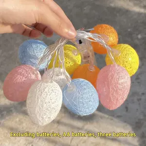 2026 Easter LED String Lights 3m Colorful Cotton Egg Decor Ornaments Decoration, Home Party Night Atmosphere, Elegant Fashion Style, Energy Efficiency Rating F
