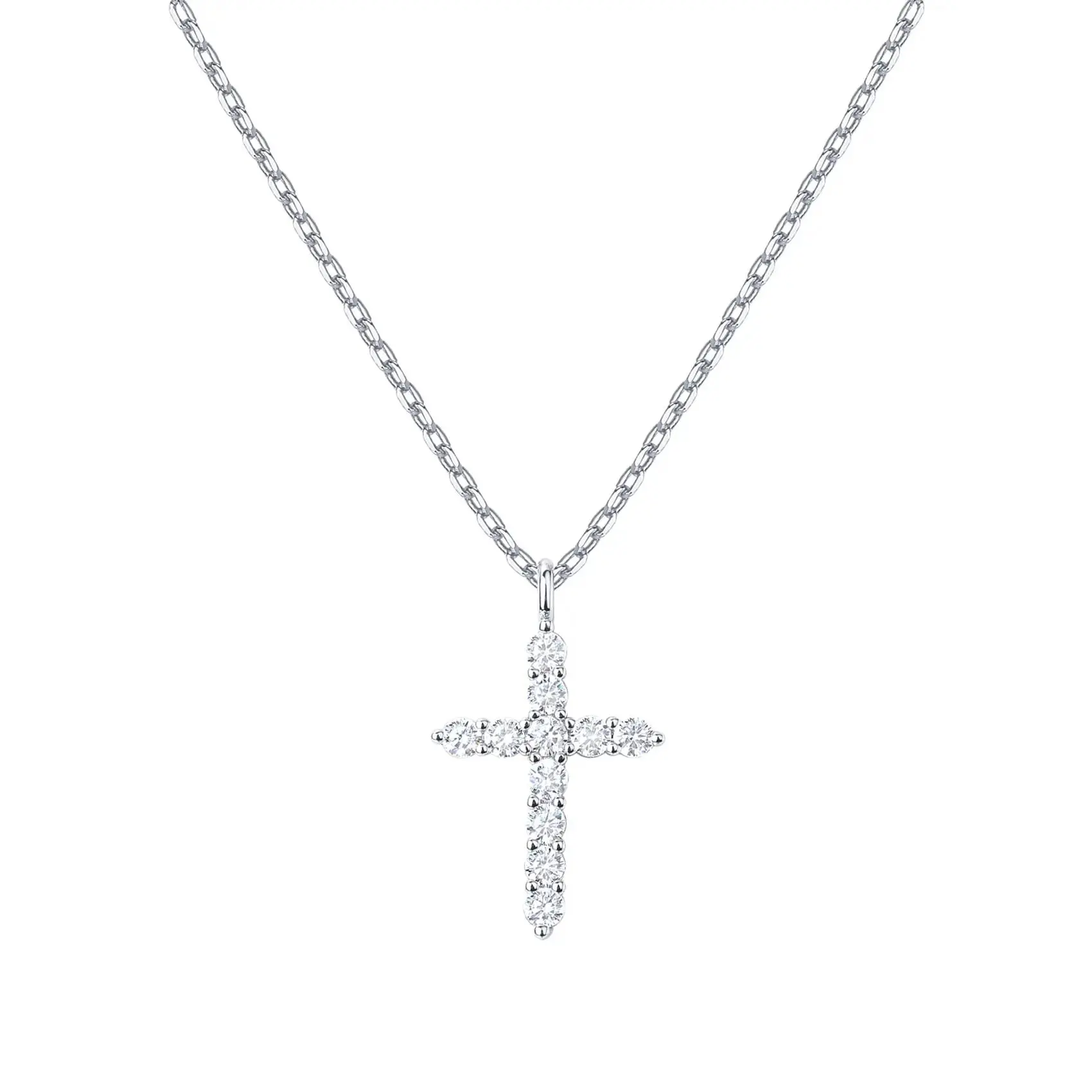 Pave Zircon Cross Pendant Necklace, 14K Gold Plated Stainless Steel Dainty Cross Choker, Waterproof Jewelry Gift for Women