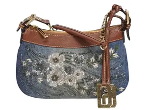 Pre-owned DOLCE & GABBANA Denim Shoulder Bags Embroidered Sequin Shoulder Bag