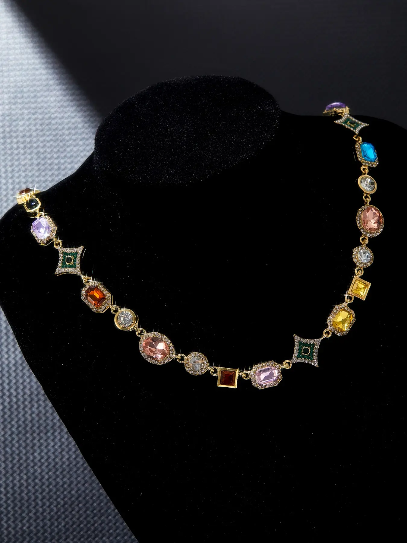 Colorful Star Necklace, Embedded Multicolor Cubic Zirconia, Personalized Hip Hop Necklace, Sparkling CZ Necklace, Unisex Fashion Accessory, Stylish Jewelry, Chain Necklace, Fashion Jewelry Party, Fashion Cool Accessories