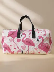 Fashion Flamingo Pattern Travel Bag, Large Capacity Travel Luggage Bag, Portable Overnight Bag, Fashionable Travel Bag for Women & Girls, Traveling Bag