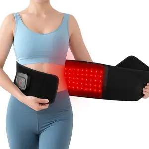 Cordless LED Light Therapy Belt for Body, Portable 19W Wireless Large LED Light Band with Timer for Waist Lumbar Lower Back Pain Relief Red Women Blue Black