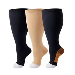 20-30 mmHg Wide Calf Compression Socks 3 Pairs Unisex for Travel & Daily Support