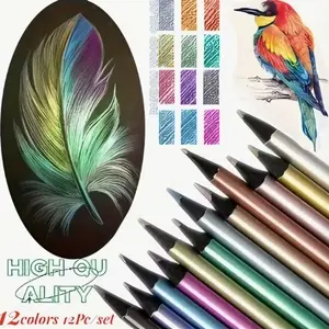 Drawing Color Pencil Set Metal Colors Anti-Break Core Smooth Layering Ideal for Artists Sketches Art Classes Diary Cards Doodling Coloring DIY Handmade Projects Art Drawing Supplies