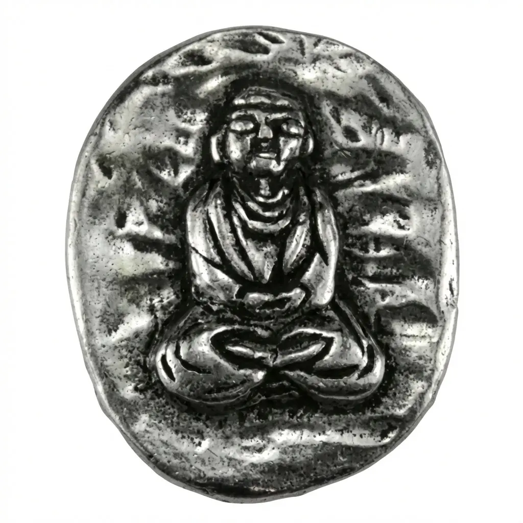 Buddha Pocket Stone Pewter — Meditation &amp; Mindfulness Token 1 Inch