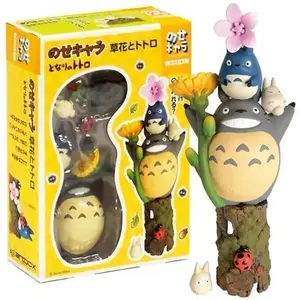 My Neighbor Totoro figure Stackable Totoro Cat Bus Doll with Flowers Toy Boxed Collectible Office Figurine