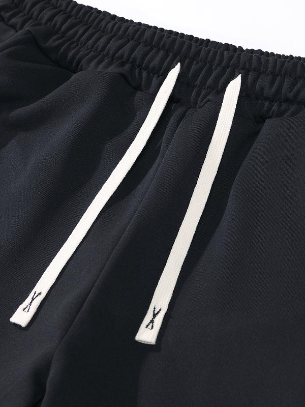 Men's Spring/Autumn Lightweight Hoodie & Jogger Set with Blessing Letter Cross Print Pattern, Stylish Casual Men's Pocket Streetwear Sweatpants with Elastic Waist & Drawstring, Perfect Gift for Him