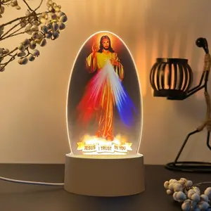 Vintage Night Light Set, Acrylic Material, Even Warm Glow, USB Powered, White Base, with Colorful Gift Box, Ideal for Birthdays, Christmas, New Year Holiday Gifts, Also Suitable for Office, Bedroom, and Prayer Room Use