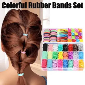 Colorful Rubber Bands Set, Elastic Hair Bands and Hair Clips with Organizer Box, Hair Accessories for Christmas Gift Braided Styling