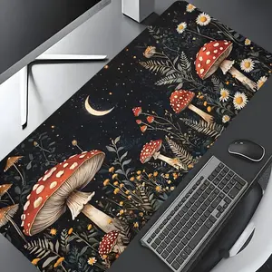 Mushroom Design Extra Large Gaming Mouse Pad,Aesthetic Desktop Drotection Pad,Desktop Accessory,Washable Rubber Pad Non-Slip Lock Edge Multi-Size Mouse Pad Suitable For Home Office,Good Gift for Family and friends