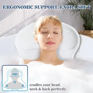 Modern Mesh Bathtub Pillow - 4D Breathable Fabric, Luxury Neck & Head Support, Non-Slip Suction Cups, Cleaning-Friendly Home Bathroom Gadget Spa Gift Accessory, Mesh Bathtub Pillows