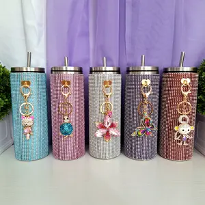 Glitzy Drop Tumbler Water Bottle With Glitzy Drop Charm -20oz - Includes Lid, Straw, Cleaning Pack and Charm