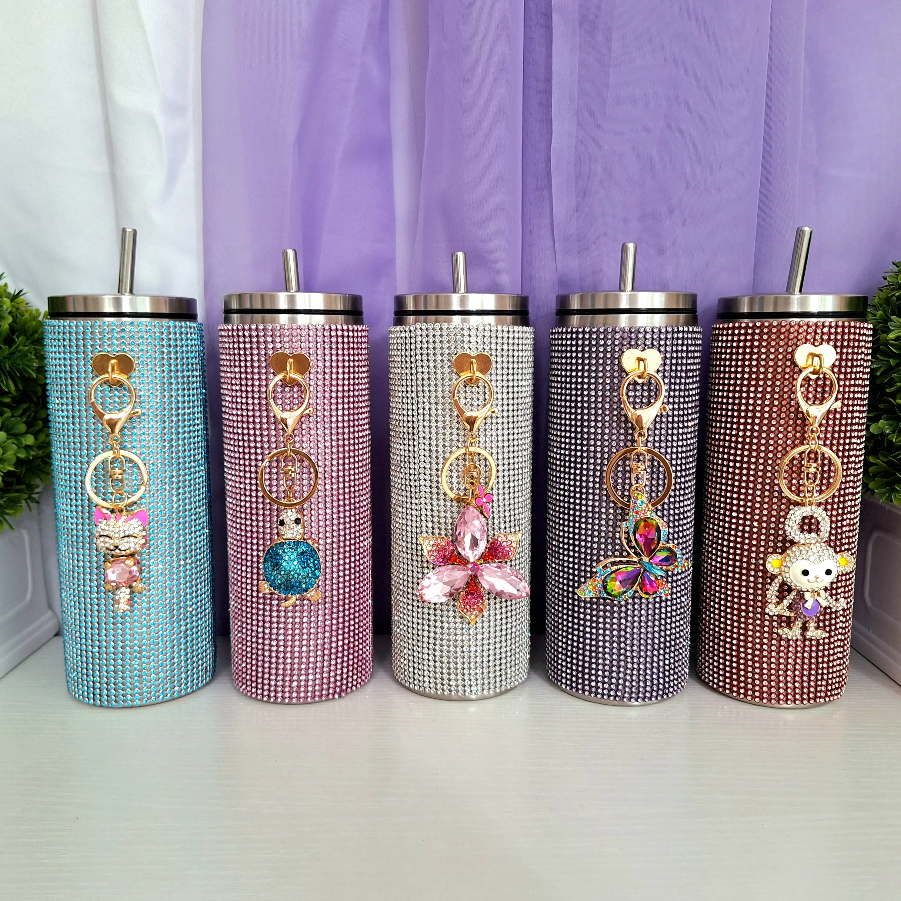 Glitzy Drop Tumbler Water Bottle With Glitzy Drop Charm -20oz - Includes Lid, Straw, Cleaning Pack and Charm