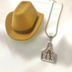 New Style Western Cowboy 26 Letter Pendant Necklace, Two-Tone Copper Gold Plated, 3D Embossed Carved Alphabet Charm, Bicolor Chain for Unisex Daily Wear