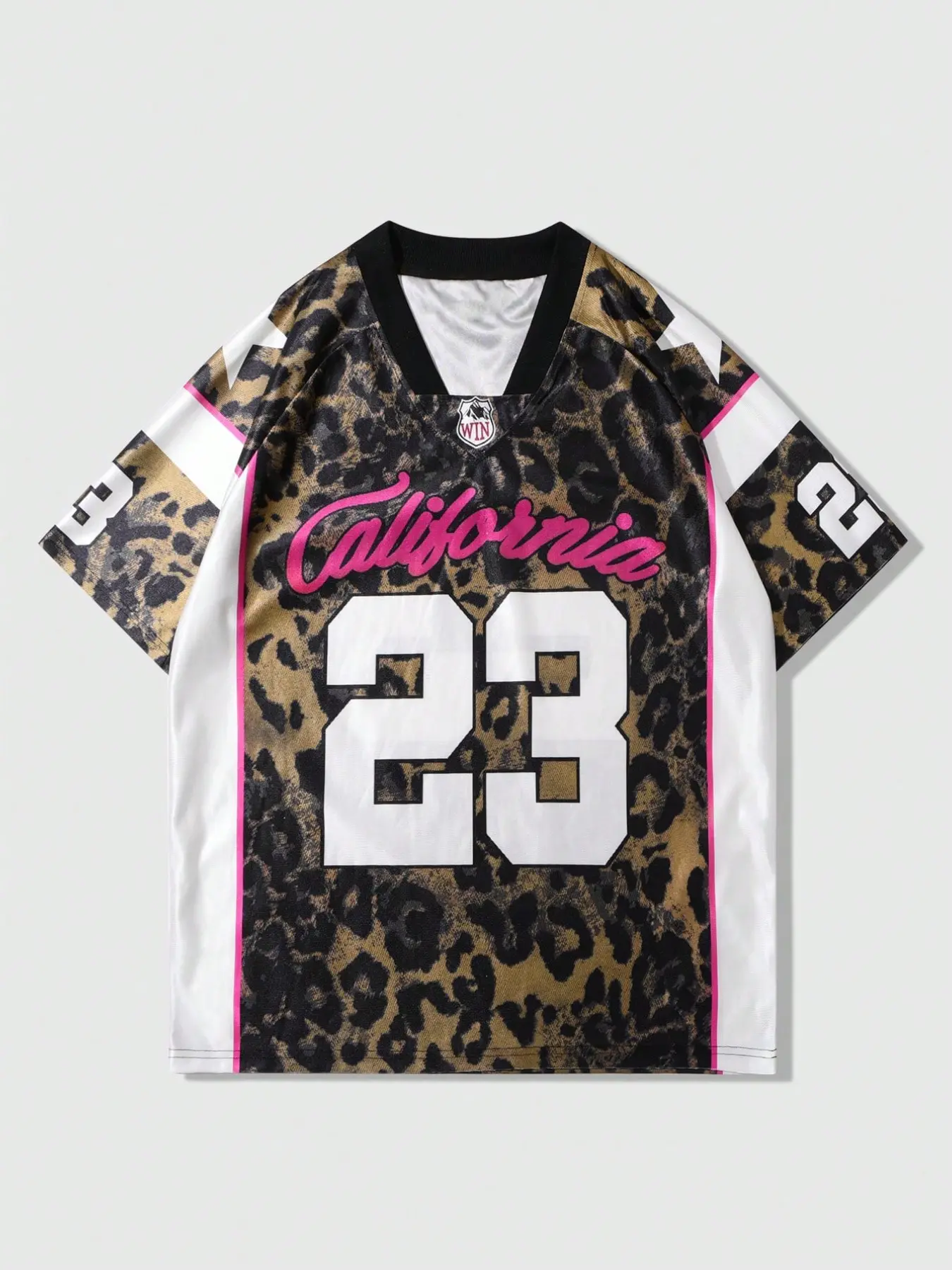 California 23 Leopard Print Jersey Oversized for Women Men, Casual Y2K Hip Hop T-Shirt, Short Sleeve Fitted Crop Design
