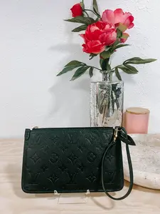 Pre-owned Louis Vuitton Leather Clutches & Wristlets Black Empreinte Carryall Pouch *Final Sale*