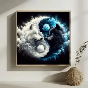 Wolf Pattern DIY Diamond Arts Colorful Painting Kit without Frame, DIY 5D Diamond Arts Colorful Painting for Bedroom Home Wall Decor