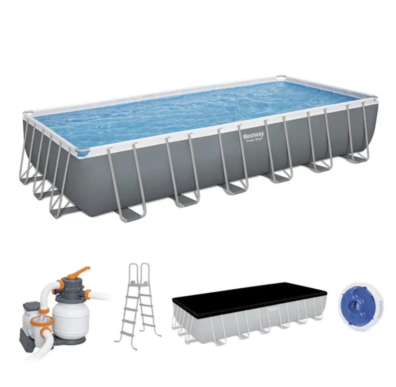 Bestway Power Steel 24' x 12' x 52" Rectangular Above Ground Swimming Pool Set