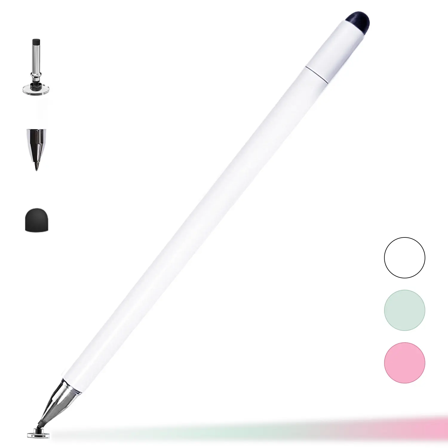 3 in 1 Stylus & Ballpoint Pen, High Sensitivity Capacitive Stylus with Transparent Disc Tip & Rubber Tip, Retractable Ballpoint Pen for Paper, Compatible with iPad iPhone Nintendo Switch Tablets Samsung Galaxy Universal Touchscreen Devices dealsforyoudays