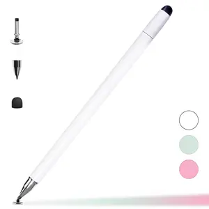 3 in 1 Stylus & Ballpoint Pen, High Sensitivity Capacitive Stylus with Transparent Disc Tip & Rubber Tip, Retractable Ballpoint Pen for Paper, Compatible with iPad iPhone Nintendo Switch Tablets Samsung Galaxy Universal Touchscreen Devices