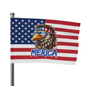 Funny American Flag Bald Eagle MERICA 3x5 wall decor banner gift husband garage man cave hunting Flag Ornaments large big Slogan Tapestry seasonal