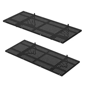 2 Pcs 1.5 x 3.6 FT Garage Wall Shelving, 530 lbs Load Capacity, Heavy Duty Wall Mounted Floating Shelves, Adjustable Metal Garage Storage Rack (Black)