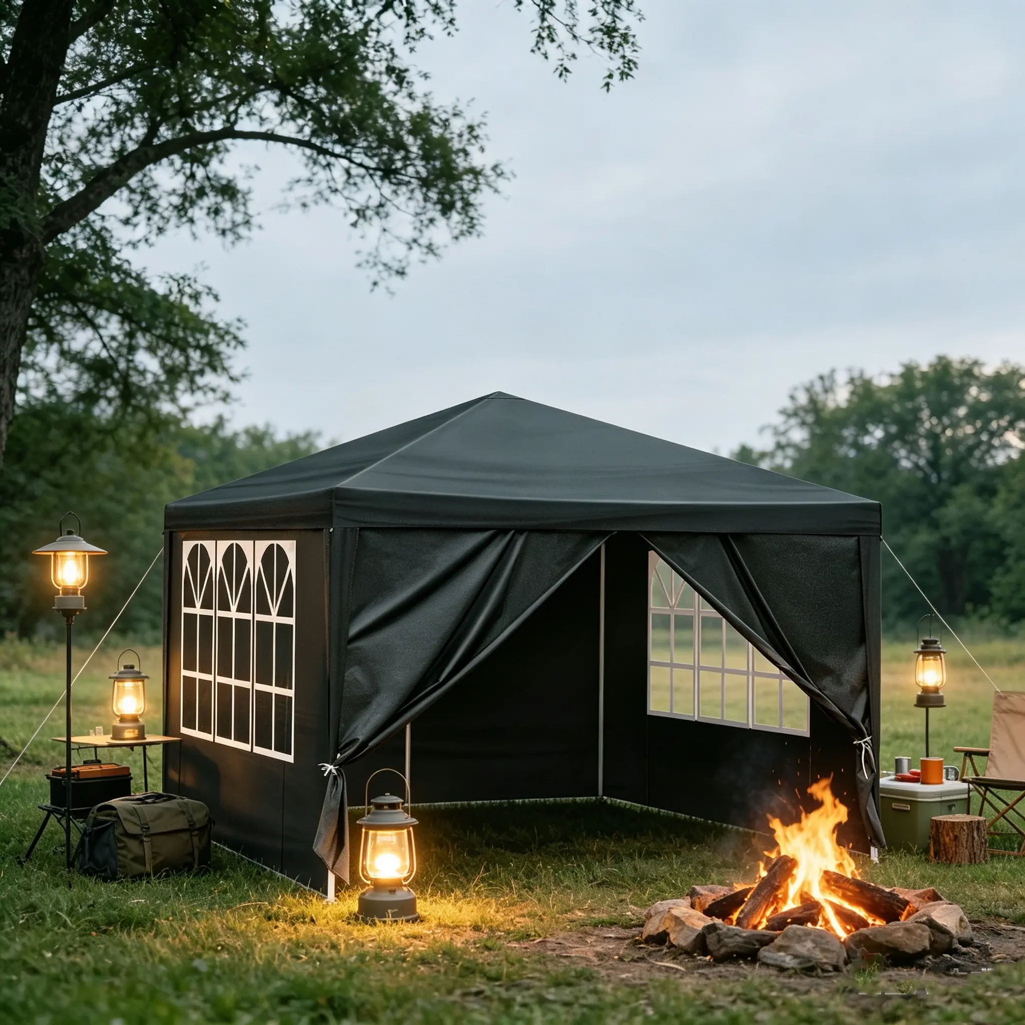10x10 Waterproof Outdoor Canopy Tent, Pop-Up Gazebo with Heavy-Duty Steel Frame – Lightweight, Easy-Carry Handles, Sturdy Shelter Ideal for Outdoor Kitchen & Utensils Setup