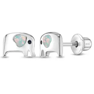 Gentle Giant Opal Kids / Children's / Girls Earrings Screw Back - Sterling Silver