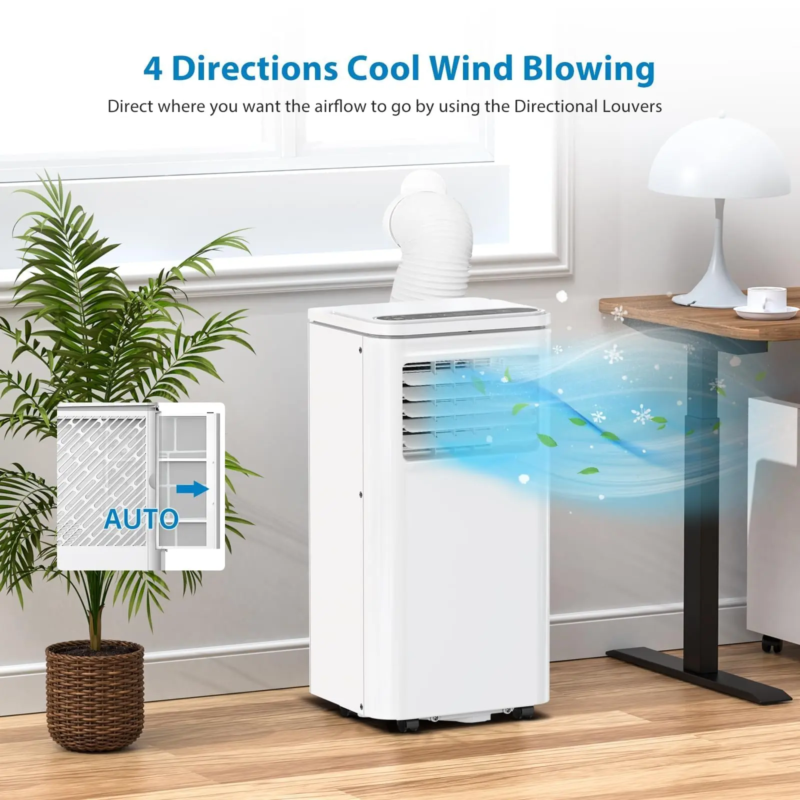 Garvee Portable Air Conditioner 8,000 BTU - Smart 4-in-1 Cool/Dehumidifier/Fan/Sleep Mode - Up to 450 Sq Ft - Remote Control, 24H Timer, Window Mount Kit, Easy Install - Standard