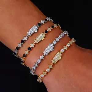 6mm Star Zirconium Stone Tennis Bracelet Hip-Hop Trendy Men's and Women's Geometric Personalized Bracelet Hundreds of Matching Accessories