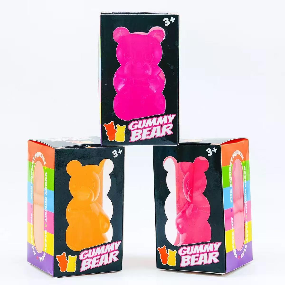 1/4 Counts Gummy Bear Sensory Fidget Toys with Jelly-Like Filling, Squeeze Stress Relief Toys, Birthday Gifts, Gift Bag Stuffers